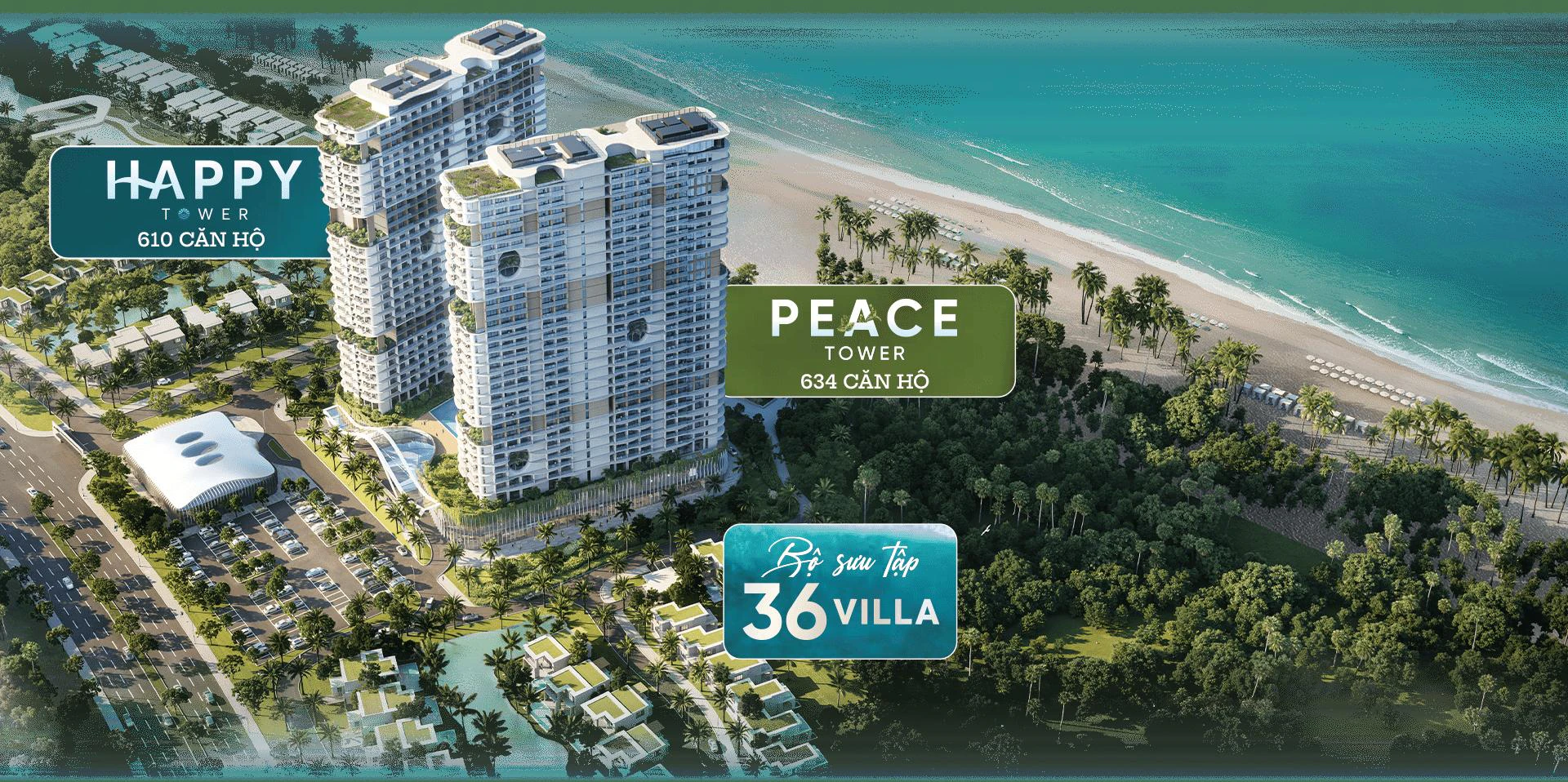 Mặt bằng tổng thể Maia Resort Hồ Tràm – Happy Tower, Peace Tower và 36 Villa