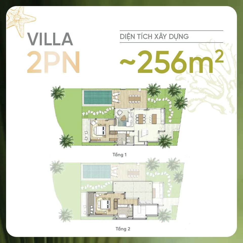 Mặt bằng Villa 2 phòng ngủ Maia Resort Hồ Tràm