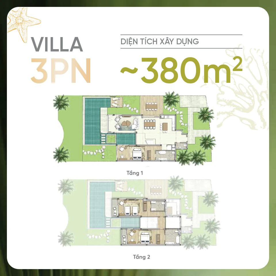 Mặt bằng Villa 3 phòng ngủ Maia Resort Hồ Tràm