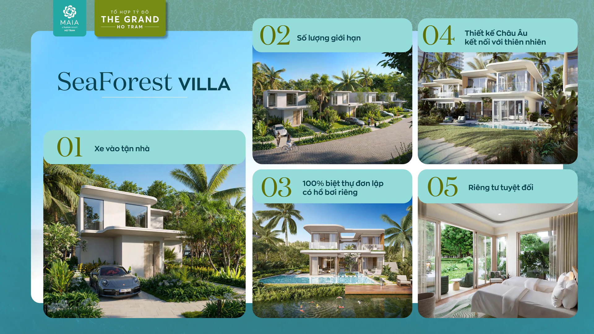 SeaForest Villa Maia Resort Hồ Tràm với hồ bơi riêng và lối xe vào tận nhà