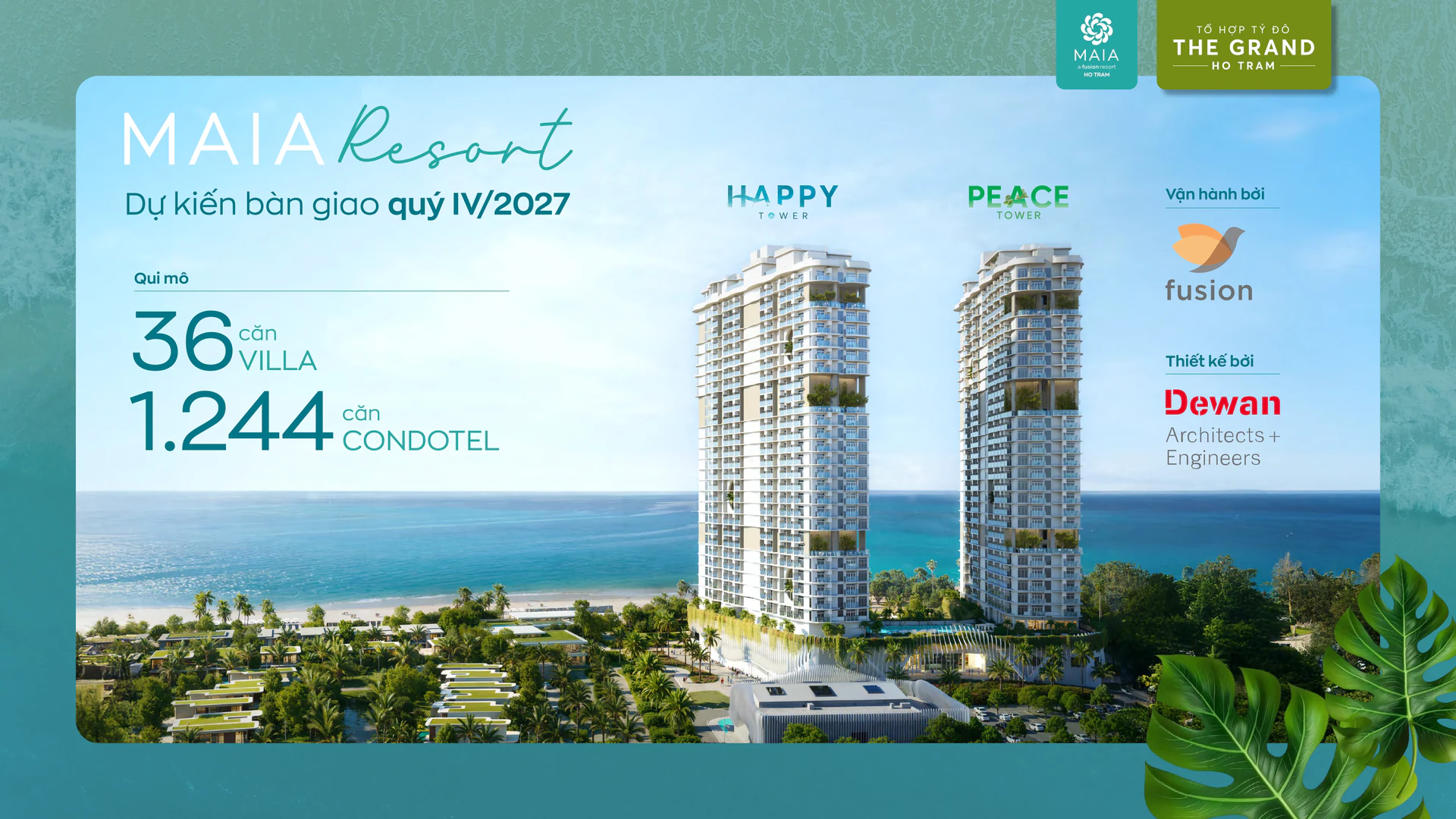 Thông tin dự án Maia Resort Hồ Tràm: 36 villa, 1.244 condotel, bàn giao quý IV/2027
